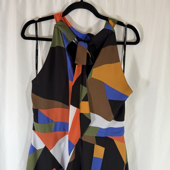 Tahari Arthur S Levine Maxi Dress Women's 8 Black Color Block High Neck Sleevlss - Picture 10 of 13